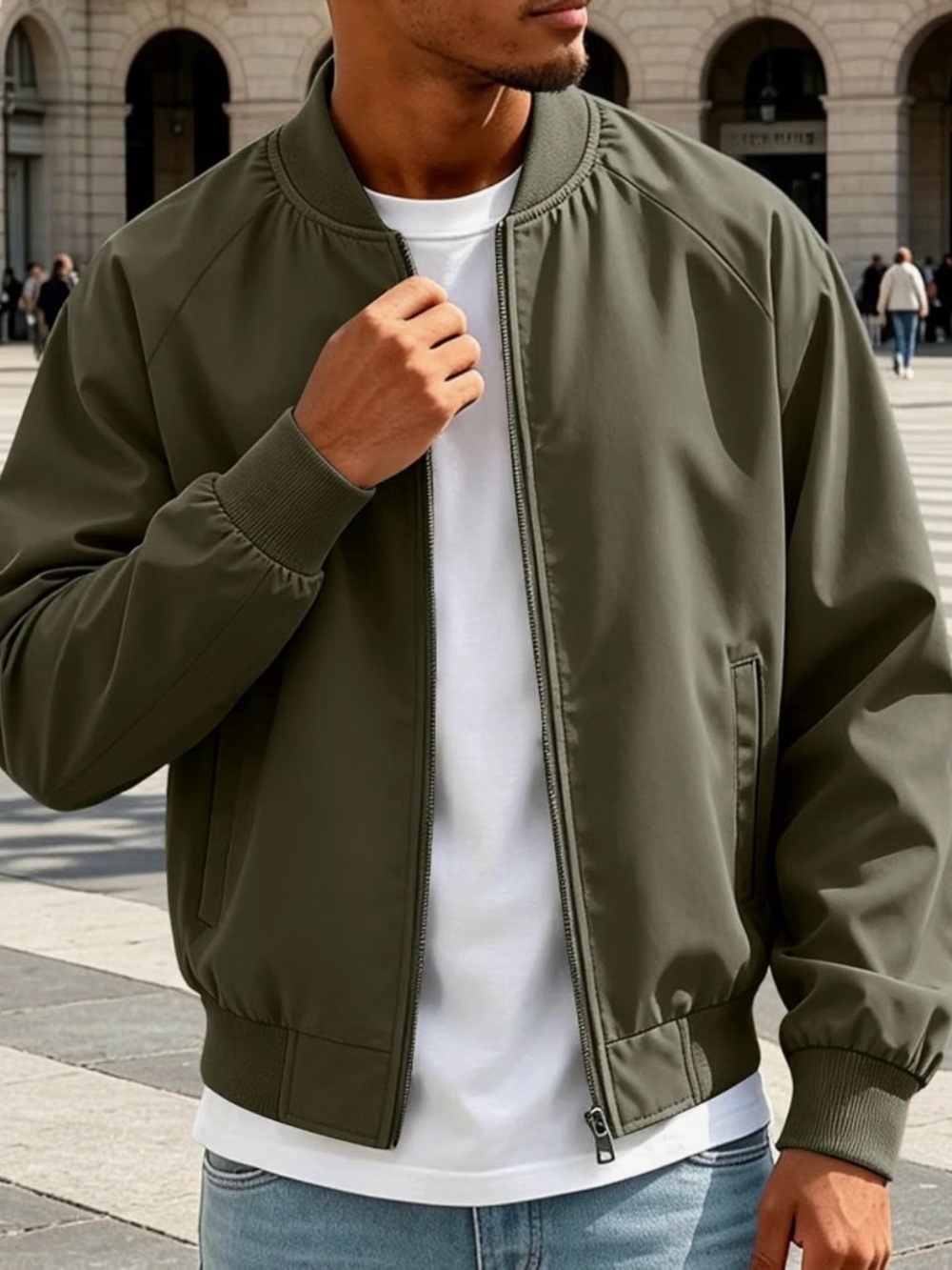 BNWT; Windbreaker Jacket
Classic Baseball Collar Full Zip Up
Causal Bomber M